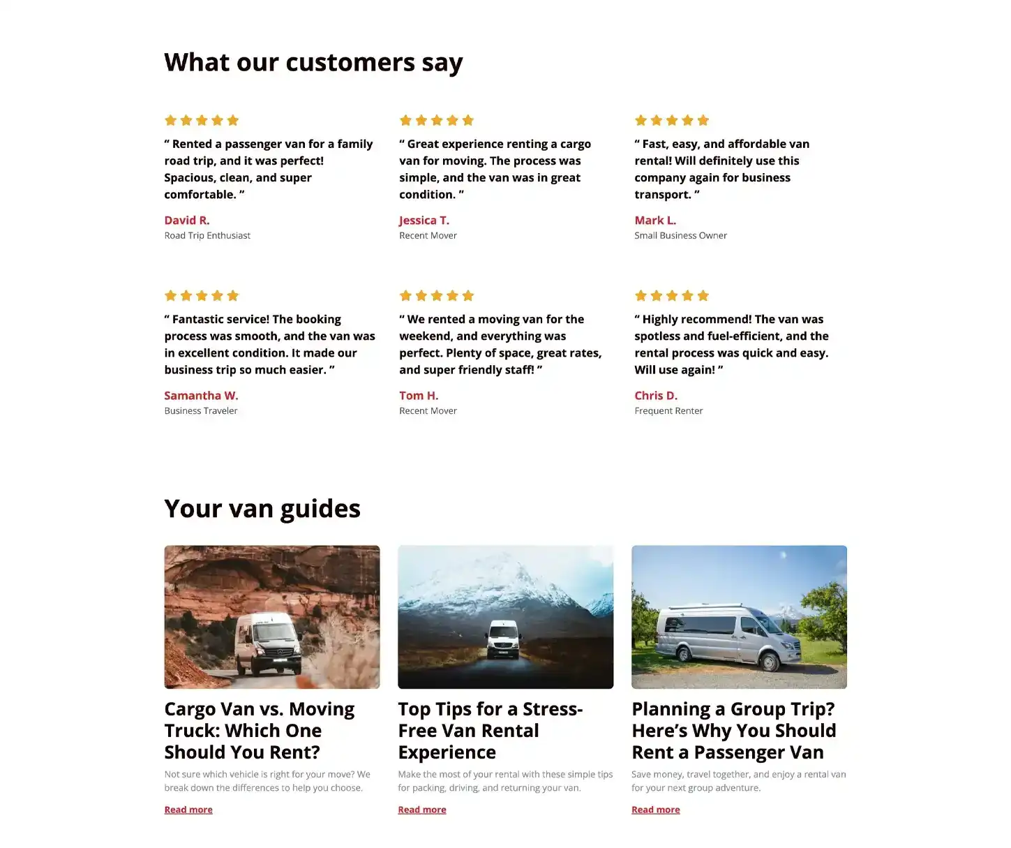 Traverse Theme - Van Rental Website Template