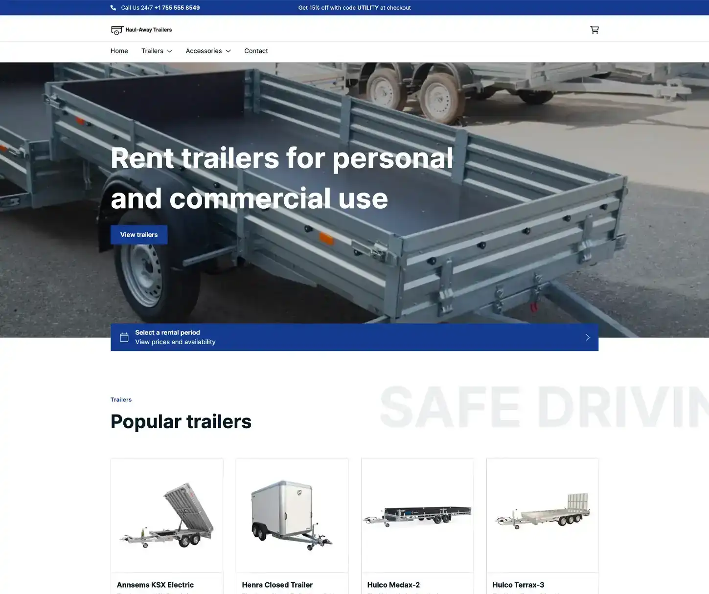 Thème Utility - Modèle de site web pour la location de remorques
