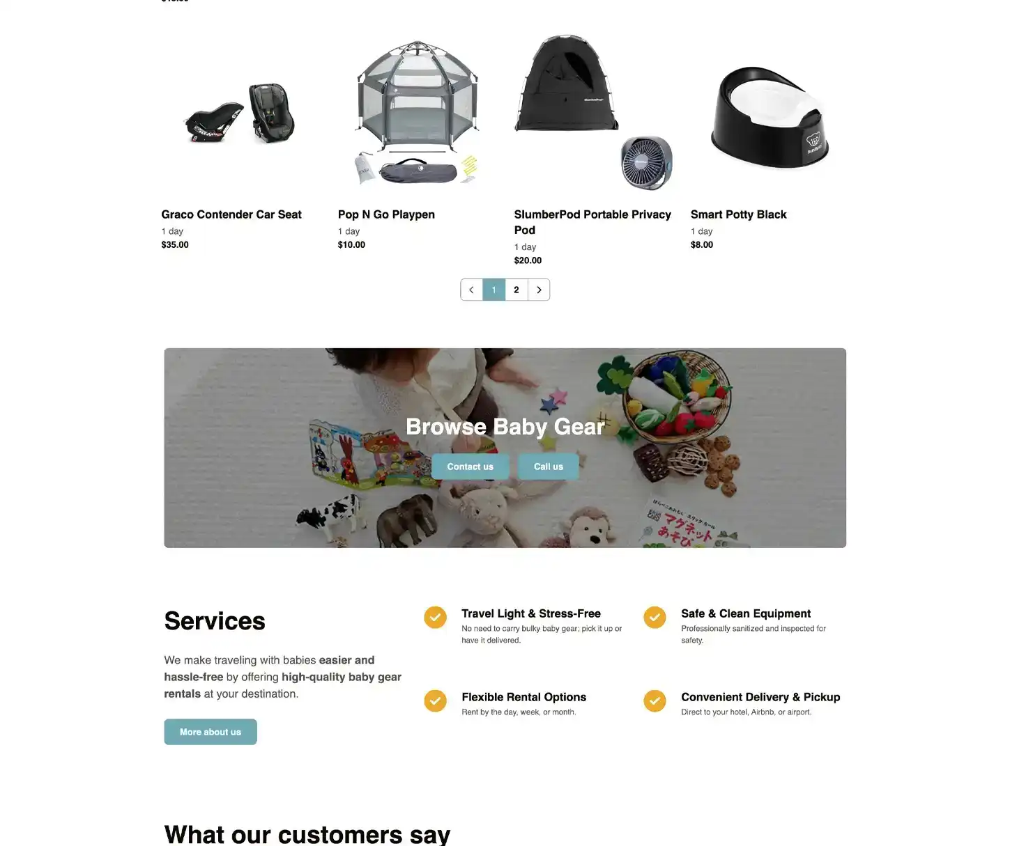 Wayfarer Thema - Verhuur van babyspullen website sjabloon