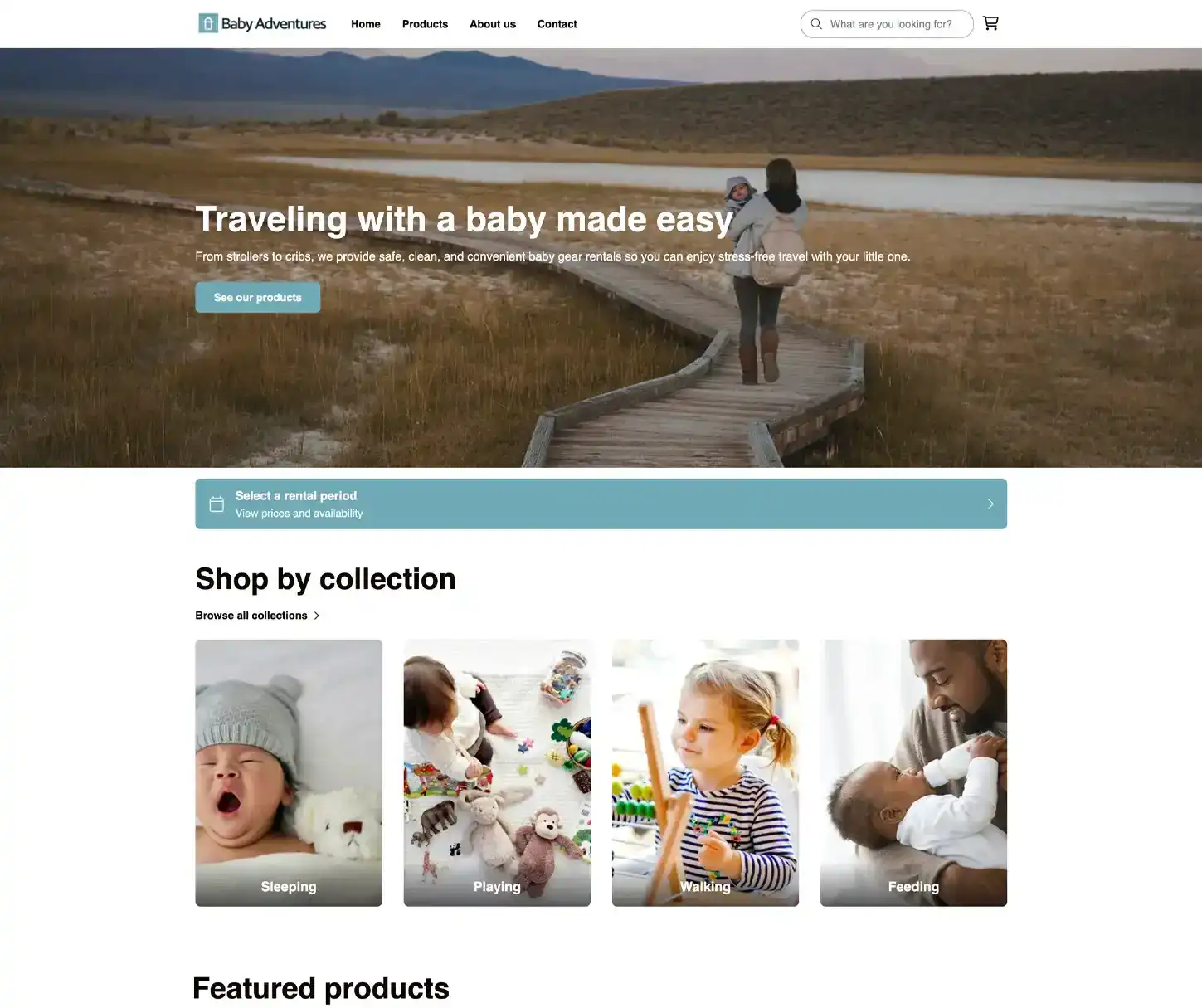 Wayfarer Thema - Verhuur van babyspullen website sjabloon