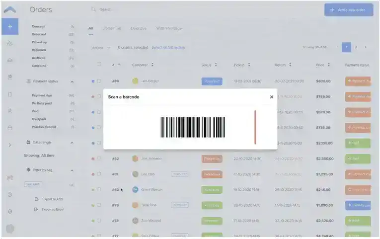 Scan barcodes from anywhere in Booqable