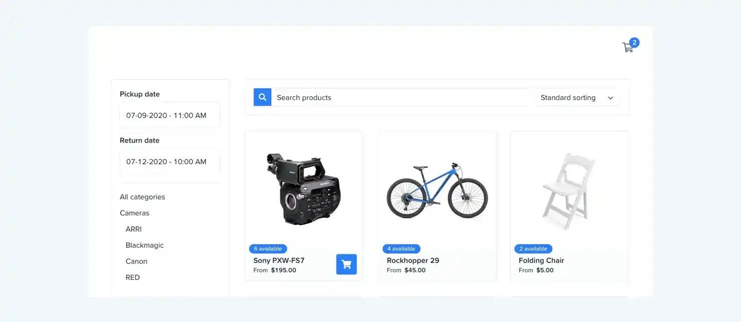 Categories, filters & sorting in your online rental store